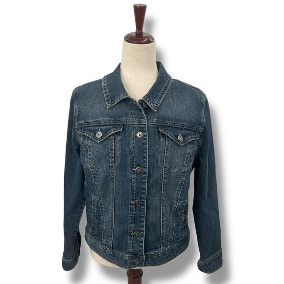 Style & Co Denim Jacket Size Medium Medium Blue Button Front Classic Fit Jean - Picture 1 of 5
